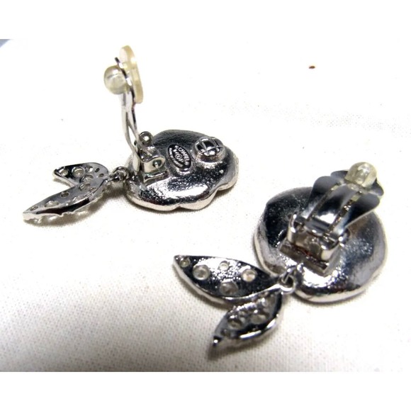 CHANEL Camilla Flower & Rhinestones CC Logo Drop Clip On Earrings - Picture 6 of 10